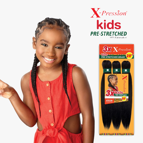 3x x-pression kids pre-stretched braid 28 by african collection
