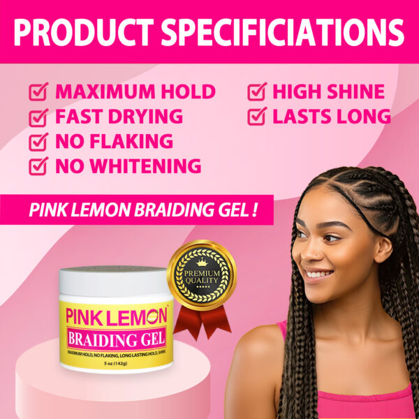 BELLATIQUE PINK LEMON BRAIDING GEL - 5 OZ - Image 4