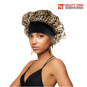 BEAUTY TOWN WIDE EDGE SATIN BONNET CAP LEOPARD #21961