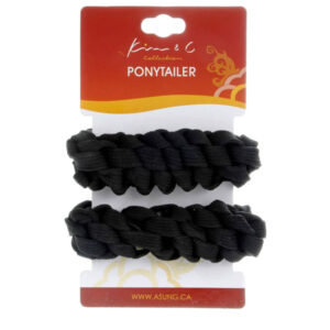 KIM & C 2pcs Braided Ponytail Holders - Black