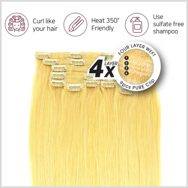 Hair Couture 9pcs PureClip Cream 18" - Image 7