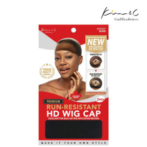KIM & C Premium Run-Resistant HD Wig Cap 2pcs - Black