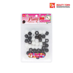 BEAUTY TOWN MEGA SOFT JELLY ROUND BEADS VALUE PACK - BLACK/CLEAR