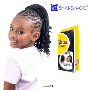 SHAKE-N-GO KIDS PONYTAIL - BOX BRAID WITH CURLS