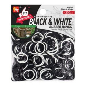 BEAUTY TOWN BLACK & WHITE RUBBER BANDS 250PCS - #01003