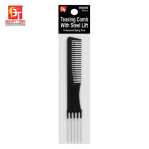 BEAUTY TOWN TEASING COMB WITH STEEL LIFT - BLACK #09409