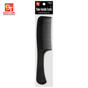 BEAUTY TOWN RAKE HANDLE COMB 9" - BLACK #09362