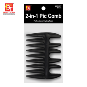 BEAUTY TOWN 2-IN-1 PIC COMB - BLACK #09397